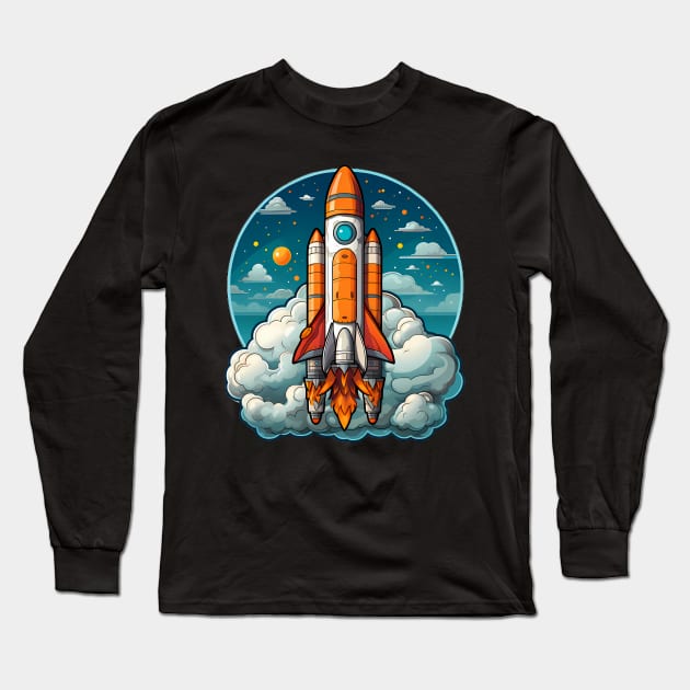 AI Generated Rocketship Long Sleeve T-Shirt by Keciu's Shop